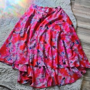 Floral Pink High-Low Skirt